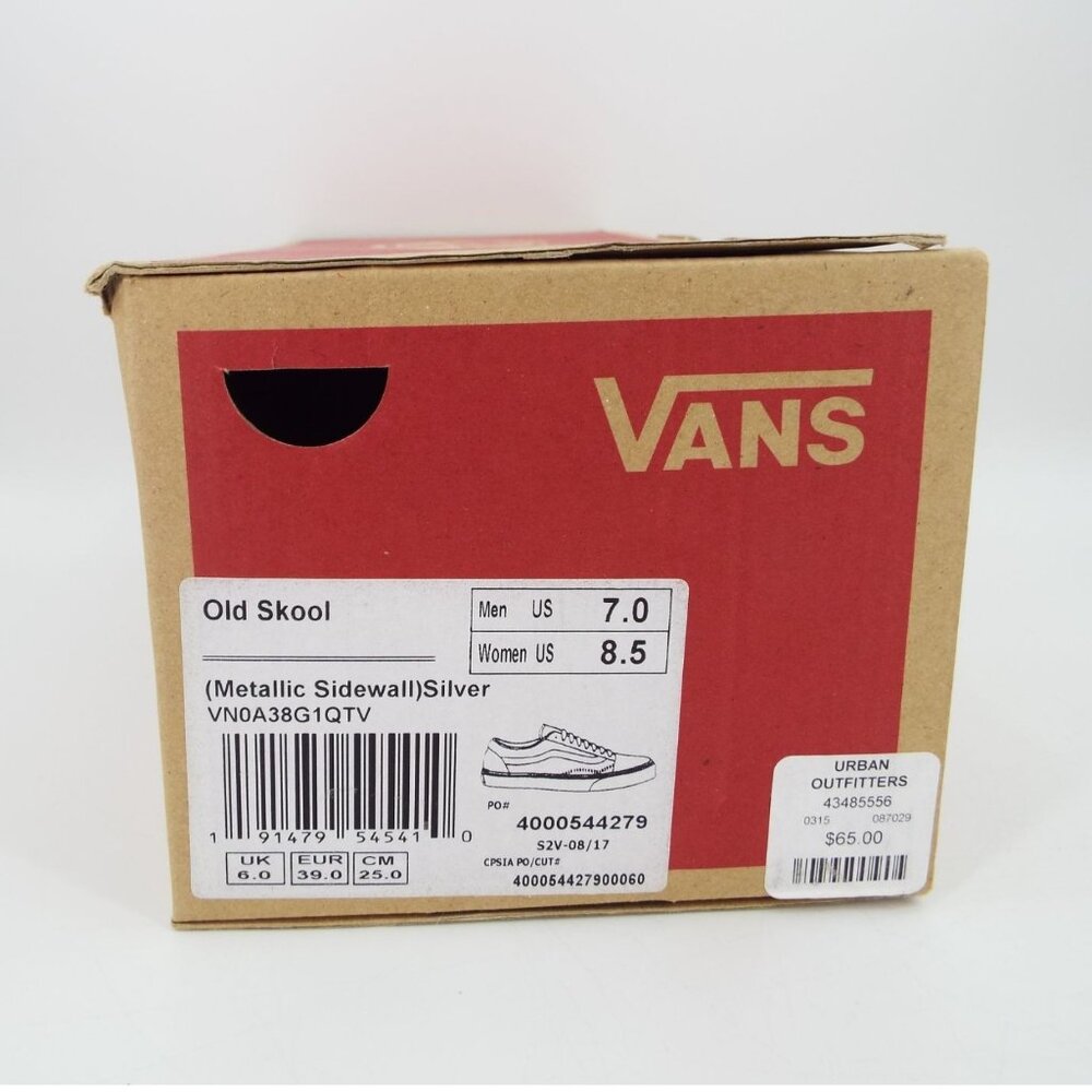 Vans Old Skool Metallic Silver Sneakers Fabric Laces Size 8.5 - Picture 11 of 11